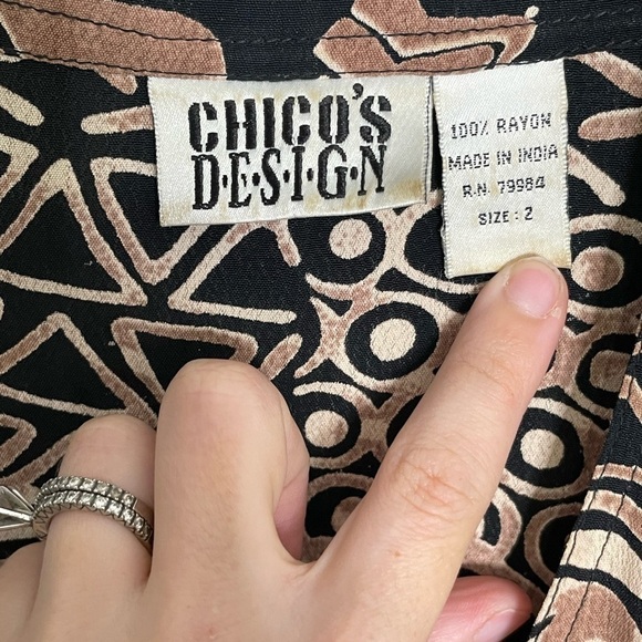 Chico’s Brown Black Aztec Button Down Cardigan 2/Large - Picture 2 of 6